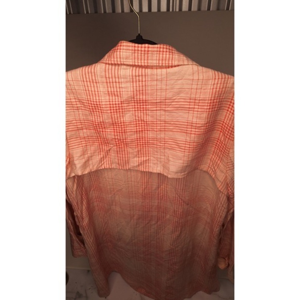 LC Lauren Conrad Womens Coral Plaid Lightweight Trench Coat Large - Picture 6 of 9